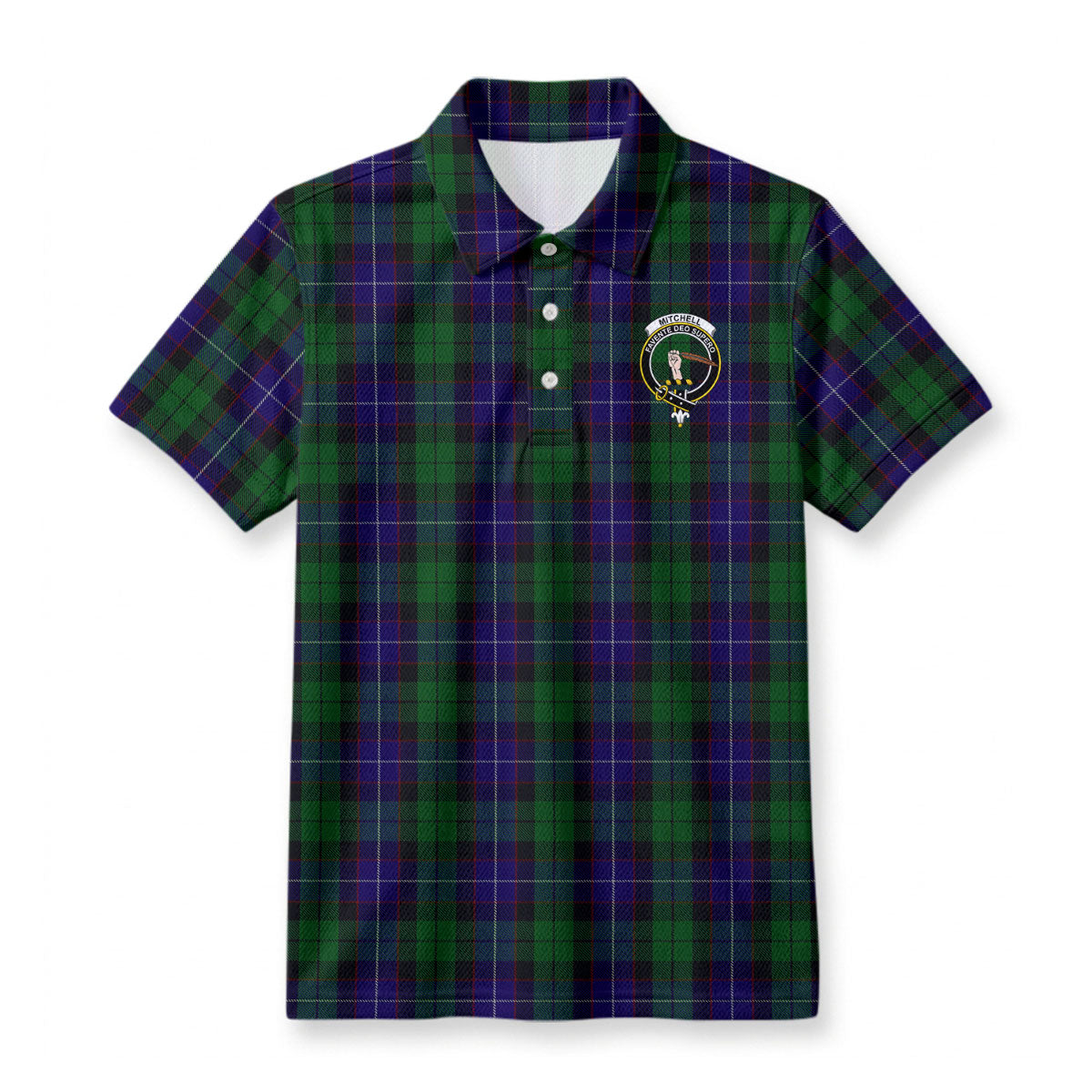 Mitchell Tartan Crest Birdseye Mesh Polo Shirt