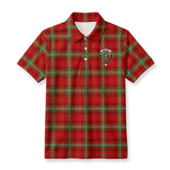 Morrison Red Modern Tartan Crest Birdseye Mesh Polo Shirt