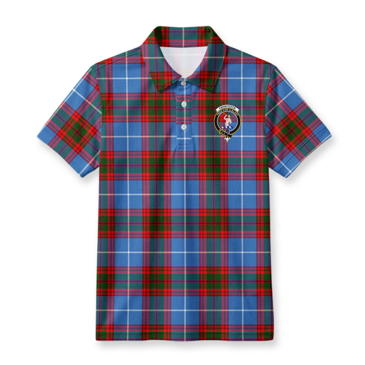 Pennycook Tartan Crest Birdseye Mesh Polo Shirt