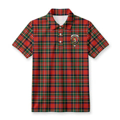 Stewart Royal Modern Tartan Crest Birdseye Mesh Polo Shirt