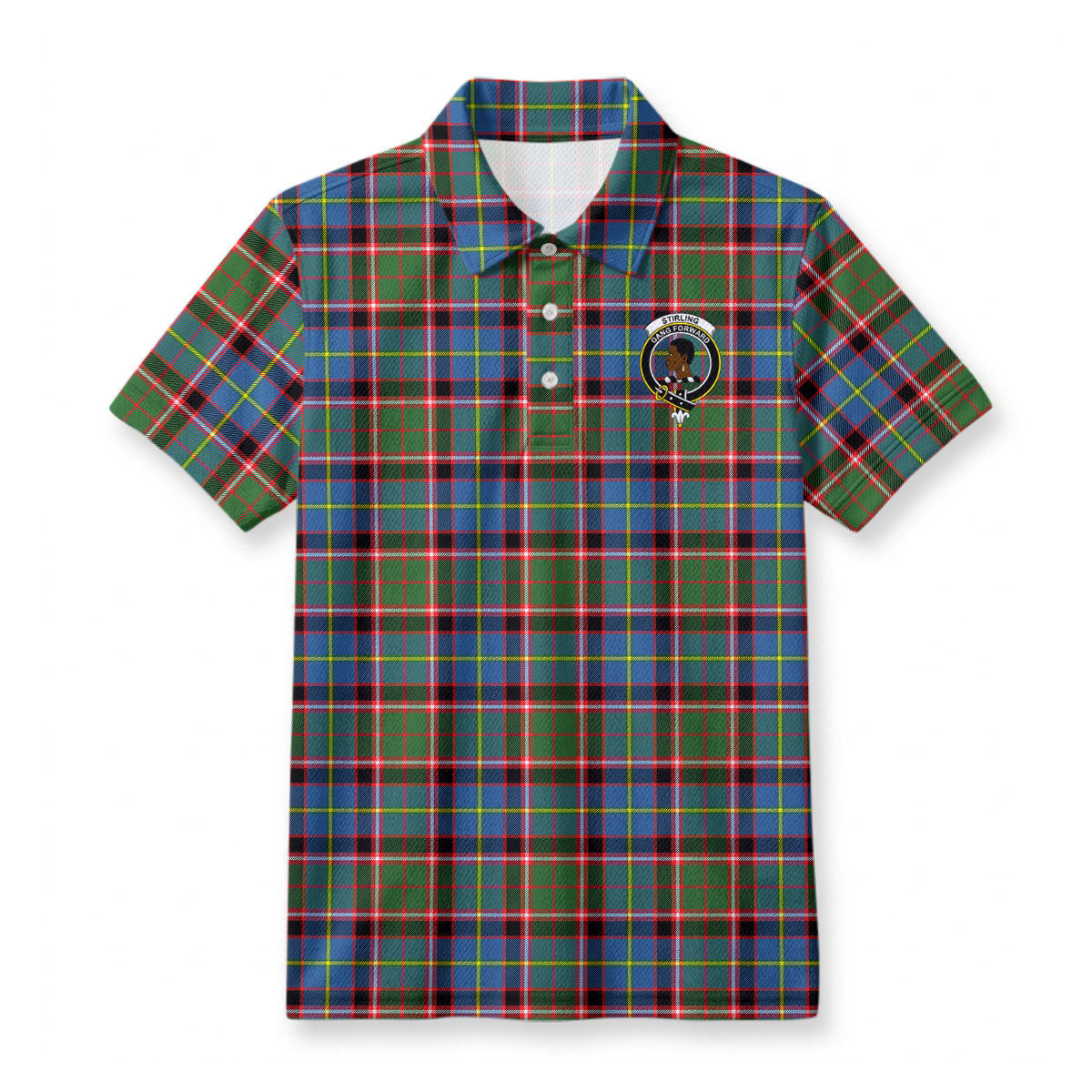 Stirling (of Keir) Tartan Crest Birdseye Mesh Polo Shirt