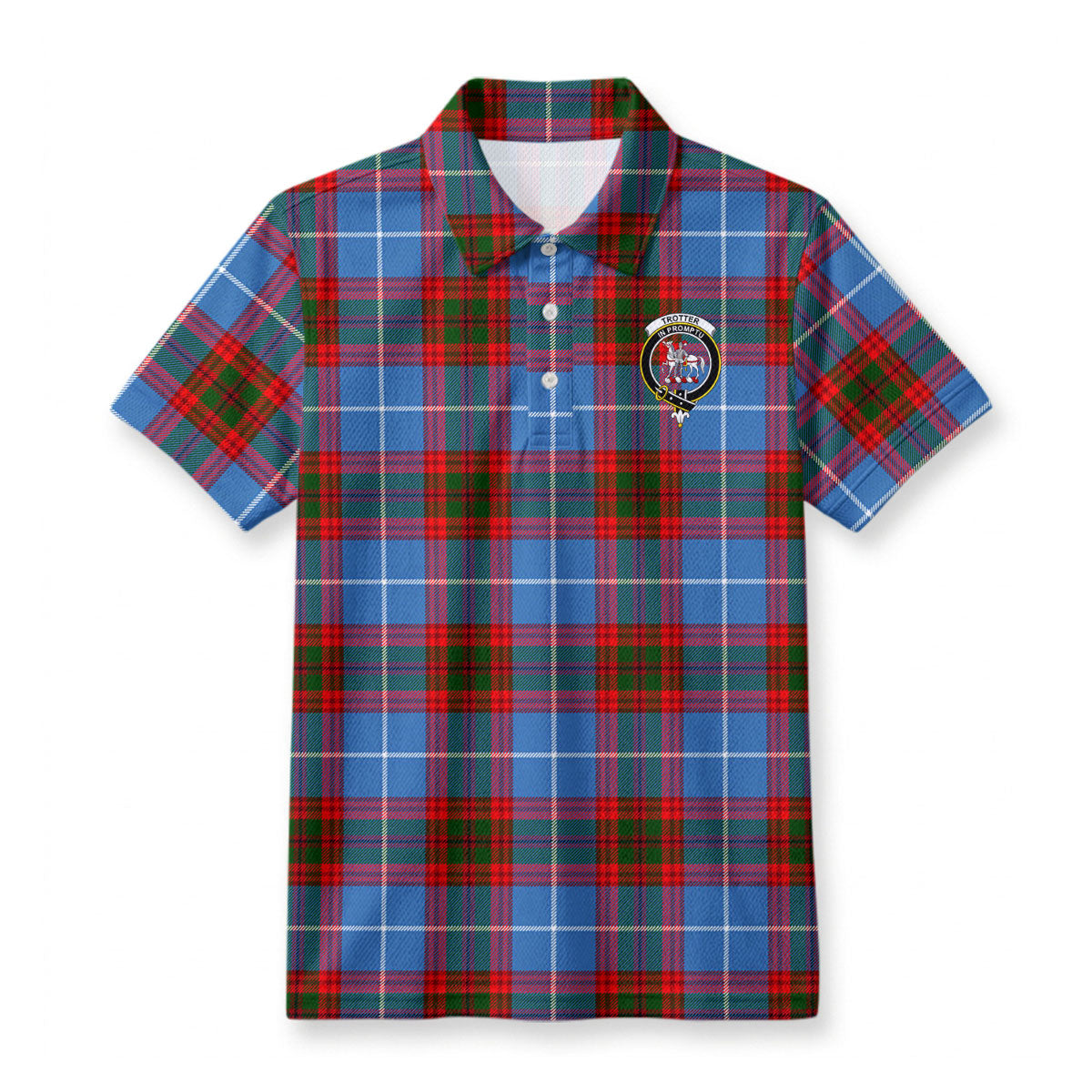 Trotter Tartan Crest Birdseye Mesh Polo Shirt