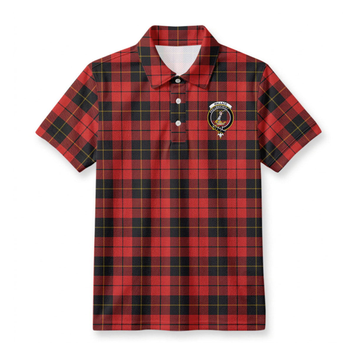 Wallace Weathered Tartan Crest Birdseye Mesh Polo Shirt