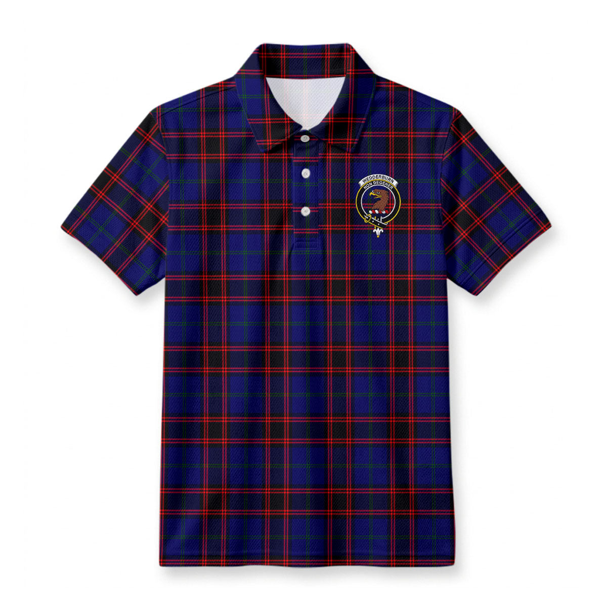 Wedderburn Tartan Crest Birdseye Mesh Polo Shirt