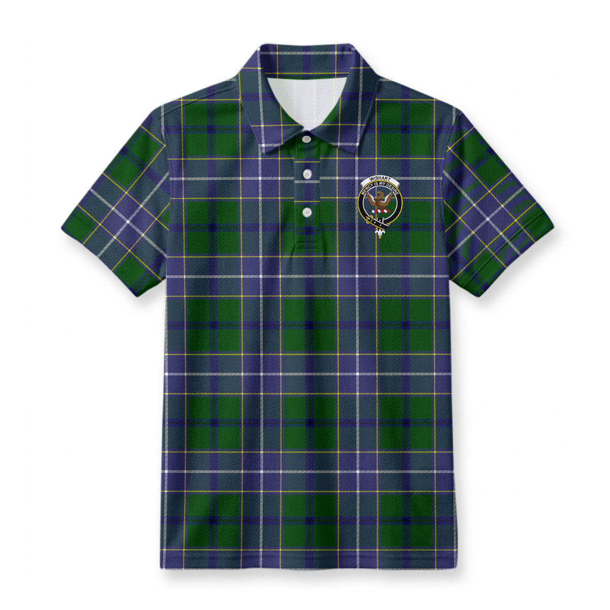 Wishart Hunting Tartan Crest Birdseye Mesh Polo Shirt