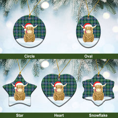 Blair Ancient 01 Tartan Christmas Ceramic Ornament - Highland Cows Style