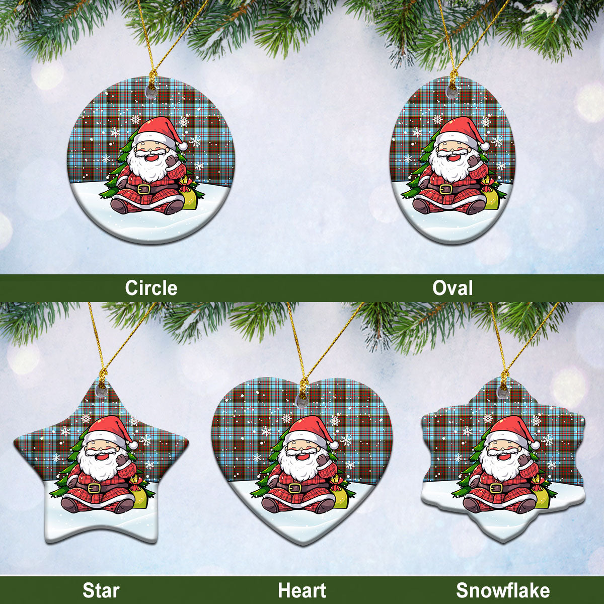 Anderson Ancient Tartan Christmas Ceramic Ornament - Scottish Santa Style