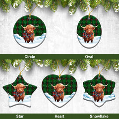 Anstruther Tartan Christmas Ceramic Ornament - Highland Cows Snow Style