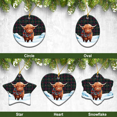 Blair Modern 01 Tartan Christmas Ceramic Ornament - Highland Cows Snow Style