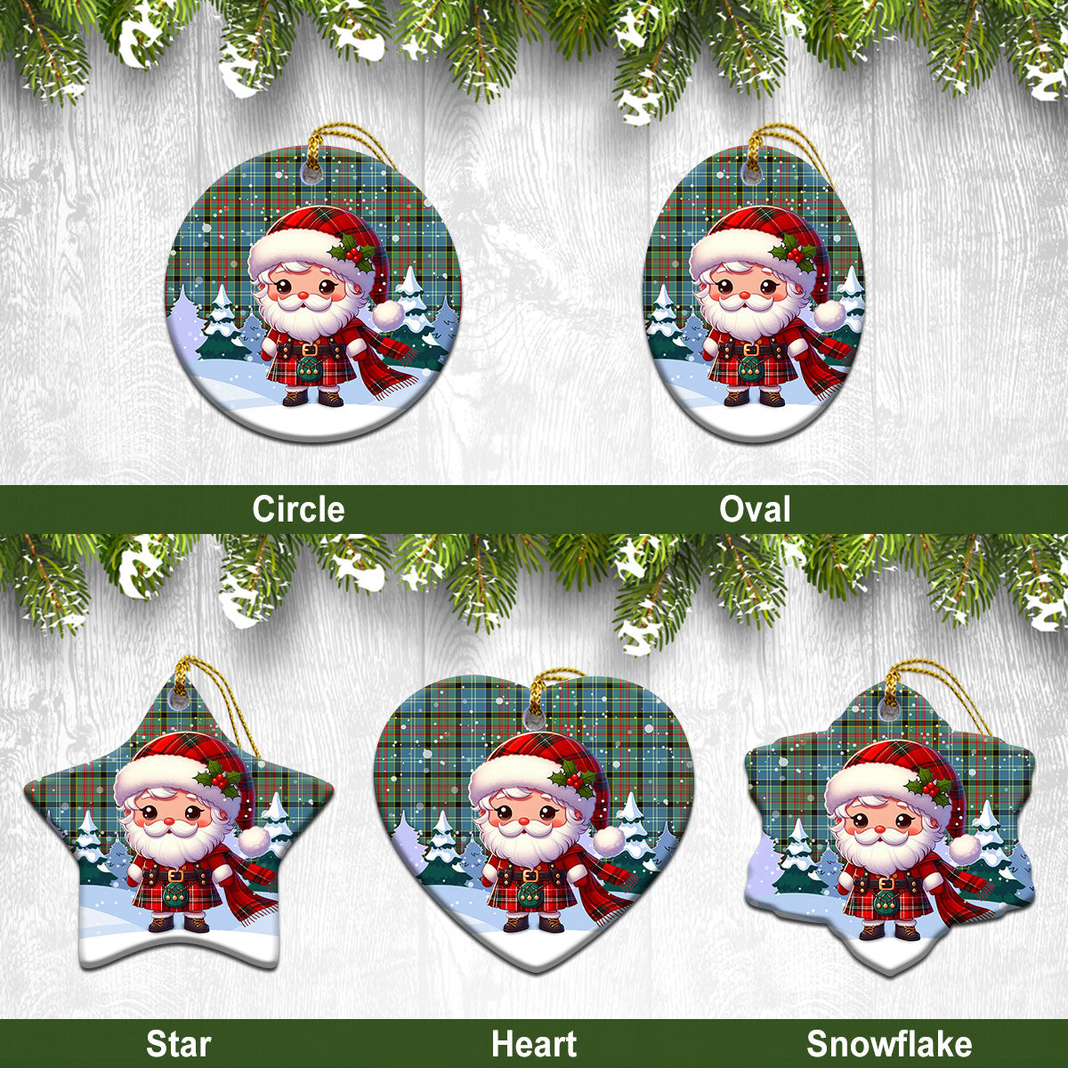 Brisbane Tartan Christmas Ceramic Ornament - Santa Claus In Kilt Style