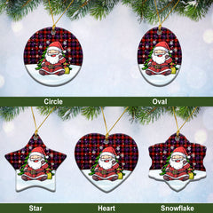 Broun Modern Tartan Christmas Ceramic Ornament - Scottish Santa Style