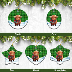 Clephan (or Clephane) Tartan Christmas Ceramic Ornament - Highland Cows Snow Style