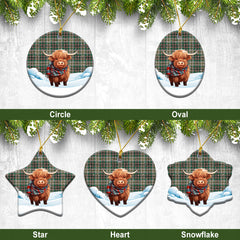 Craig Ancient Tartan Christmas Ceramic Ornament - Highland Cows Snow Style