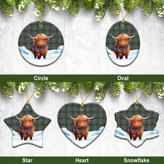 Craig Tartan Christmas Ceramic Ornament - Highland Cows Snow Style