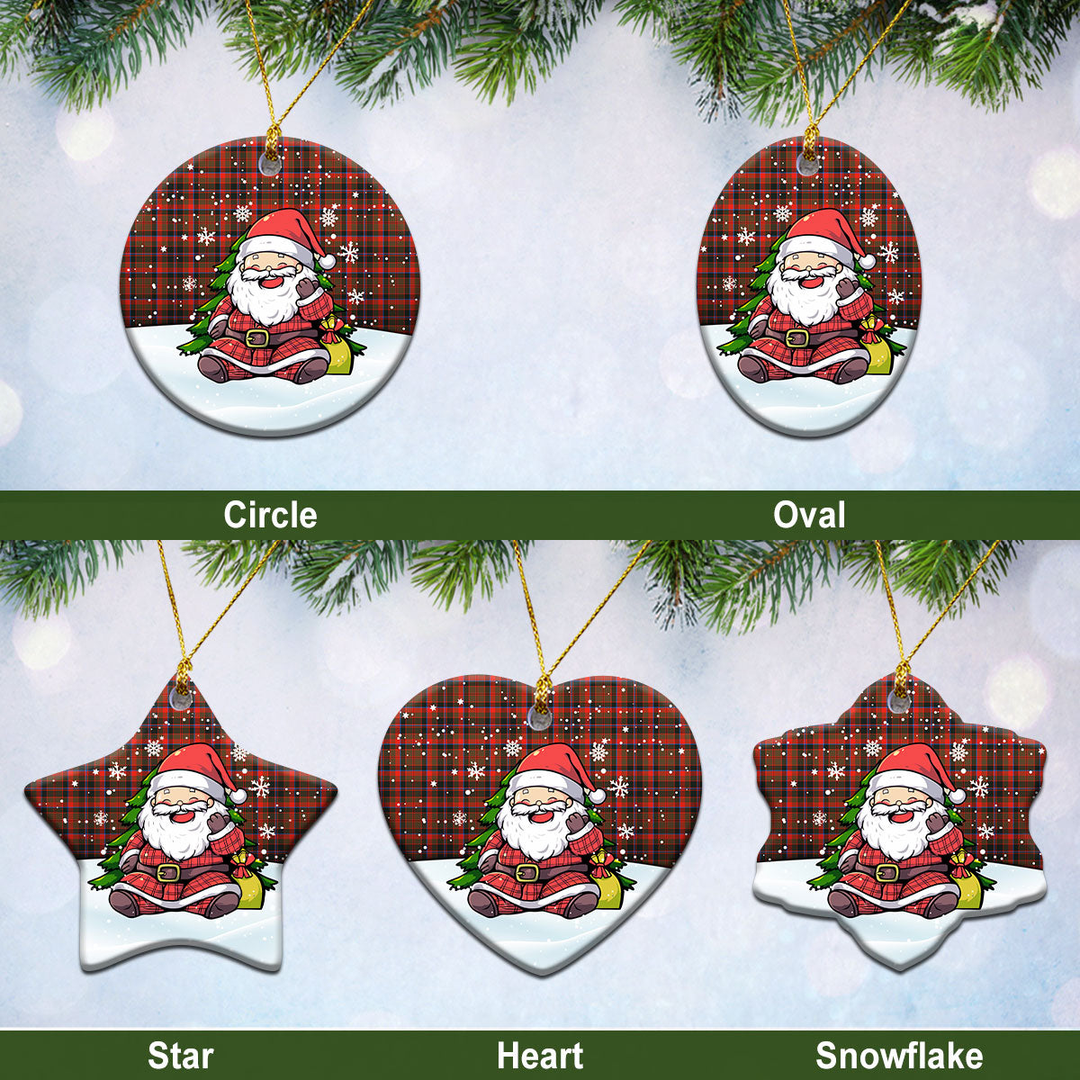 Cumming Hunting Weathered Tartan Christmas Ceramic Ornament - Scottish Santa Style