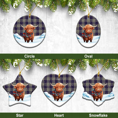 Cunningham Dress Blue Dancers Tartan Christmas Ceramic Ornament - Highland Cows Snow Style