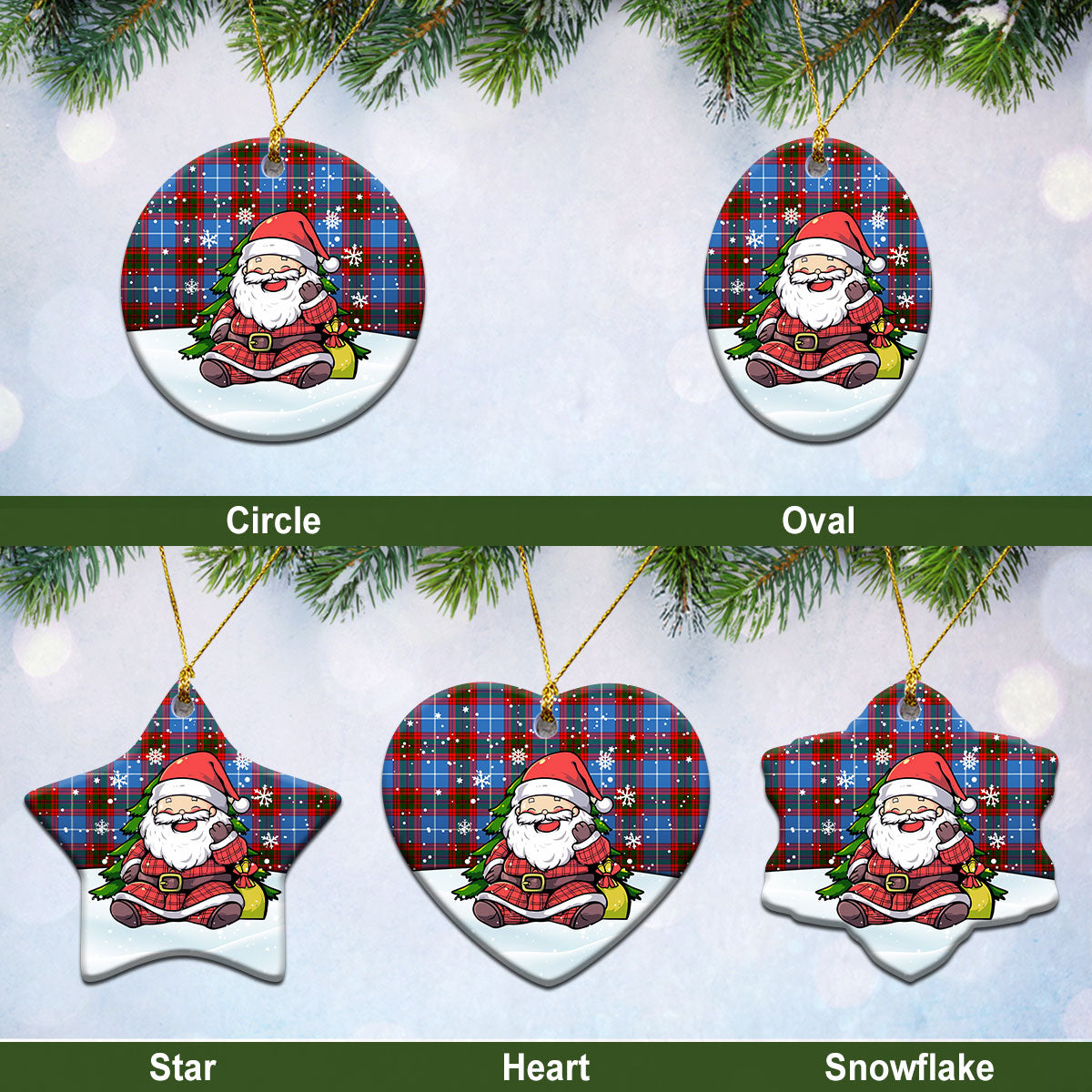 Dalmahoy Tartan Christmas Ceramic Ornament - Scottish Santa Style