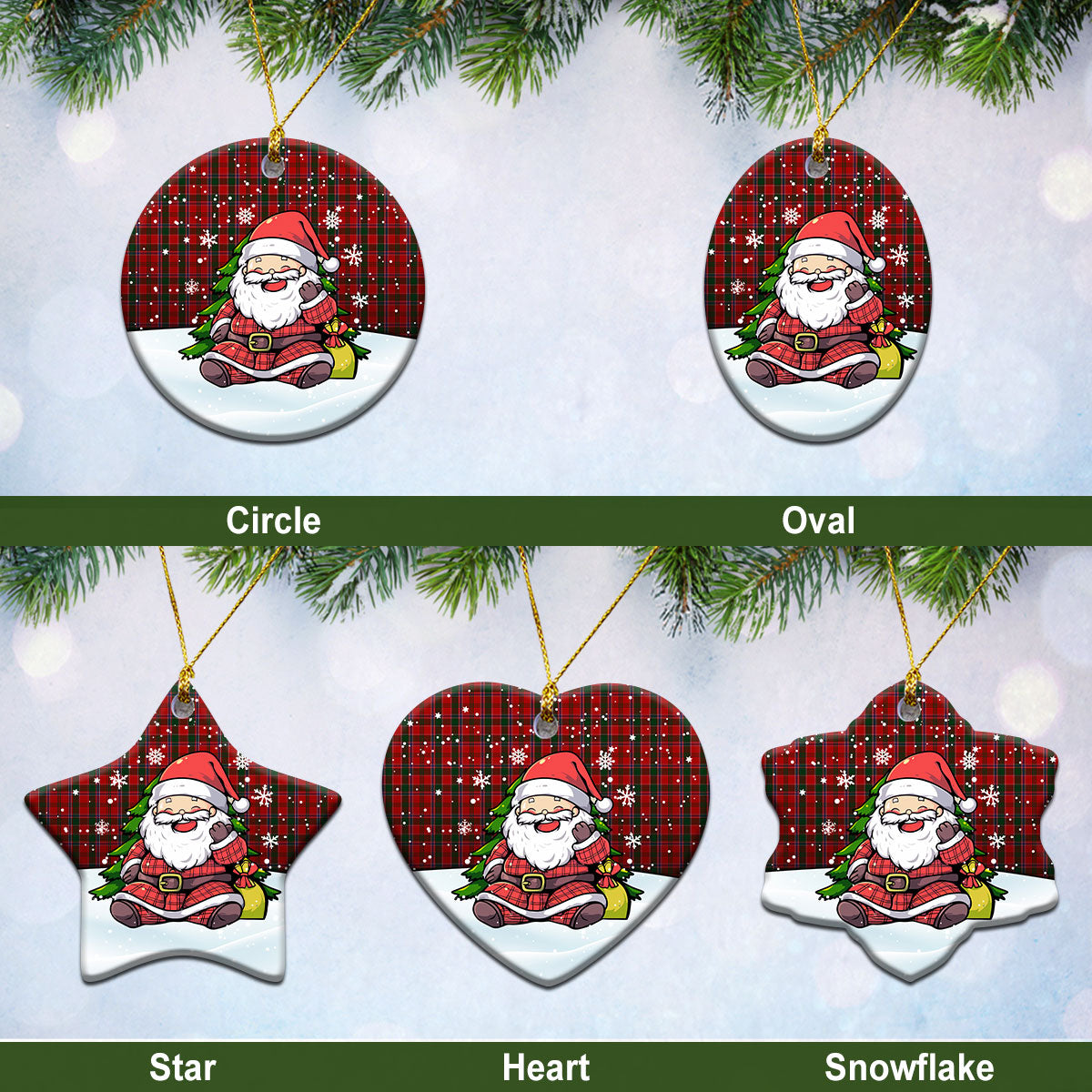 Dalzell Tartan Christmas Ceramic Ornament - Scottish Santa Style