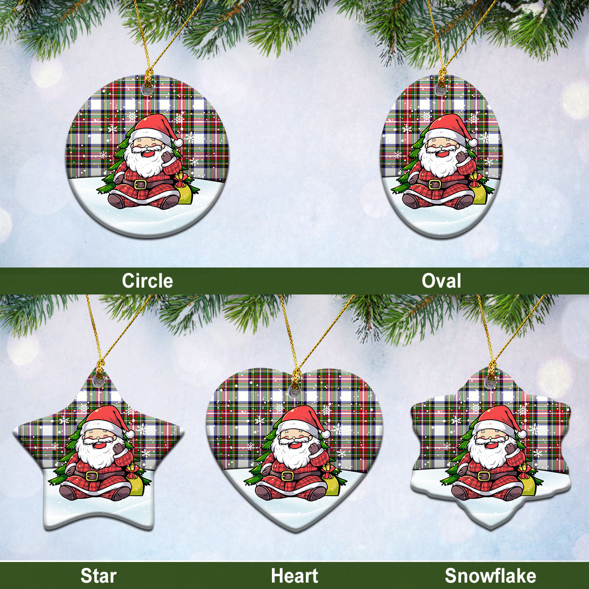 Dennistoun Tartan Christmas Ceramic Ornament - Scottish Santa Style