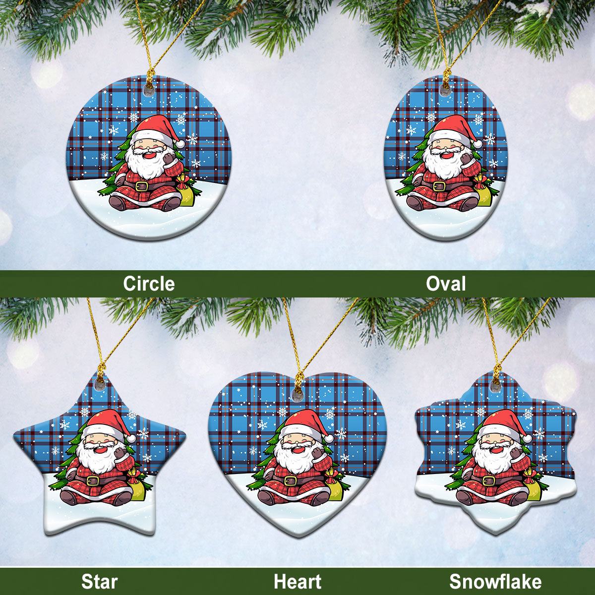 Elliott Ancient Tartan Christmas Ceramic Ornament - Scottish Santa Style