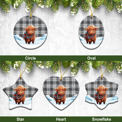 Glen Tartan Christmas Ceramic Ornament - Highland Cows Snow Style