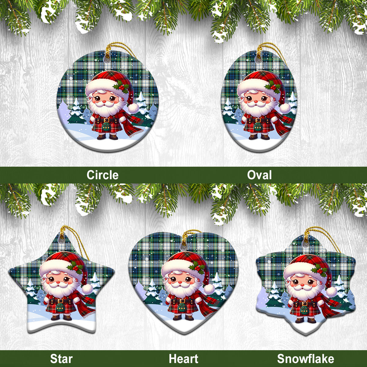 Gordon Dress Ancient Tartan Christmas Ceramic Ornament - Santa Claus In Kilt Style