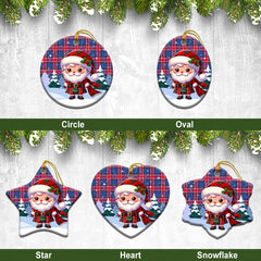 Graham of Menteith Red Tartan Christmas Ceramic Ornament - Santa Claus In Kilt Style