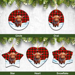 Kerr Modern Tartan Christmas Ceramic Ornament - Highland Cows Snow Style