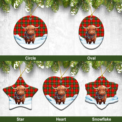 Lennox Tartan Christmas Ceramic Ornament - Highland Cows Snow Style