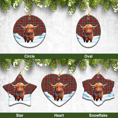 Lindsay Weathered Tartan Christmas Ceramic Ornament - Highland Cows Snow Style