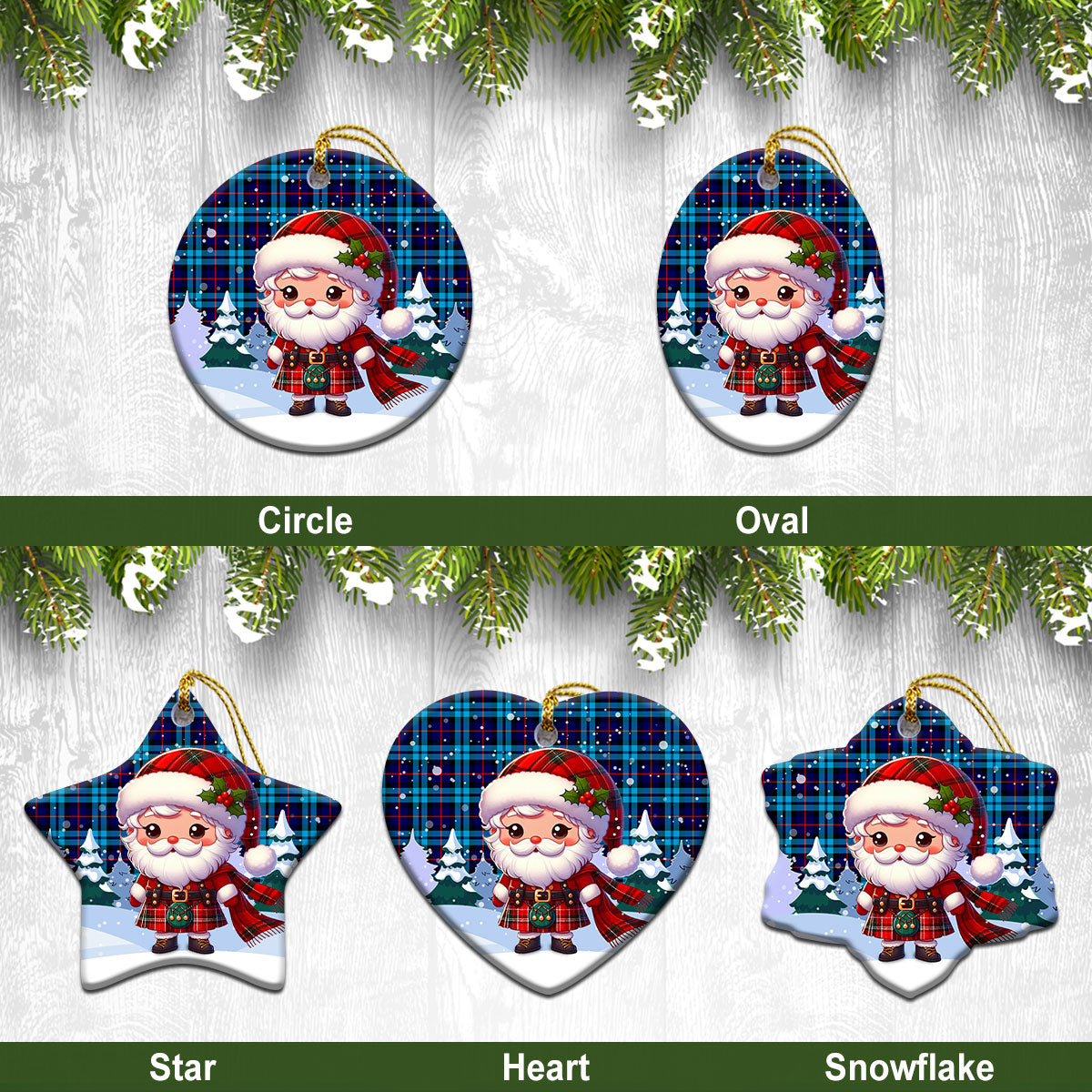 MacCorquodale Tartan Christmas Ceramic Ornament - Santa Claus In Kilt Style