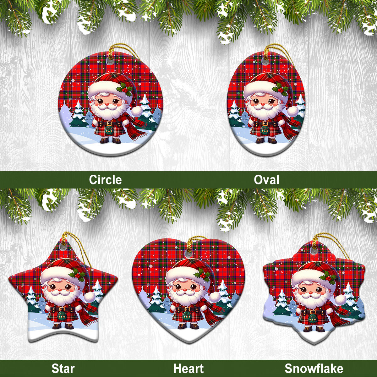 MacGillivray Modern Tartan Christmas Ceramic Ornament - Santa Claus In Kilt Style