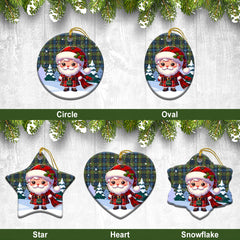 MacLellan Ancient Tartan Christmas Ceramic Ornament - Santa Claus In Kilt Style