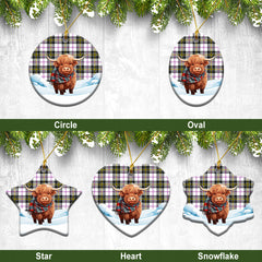 MacPherson Dress Modern Tartan Christmas Ceramic Ornament - Highland Cows Snow Style