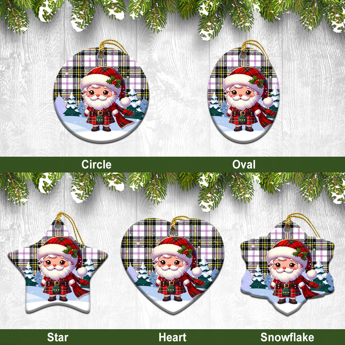 MacPherson Dress Modern Tartan Christmas Ceramic Ornament - Santa Claus In Kilt Style