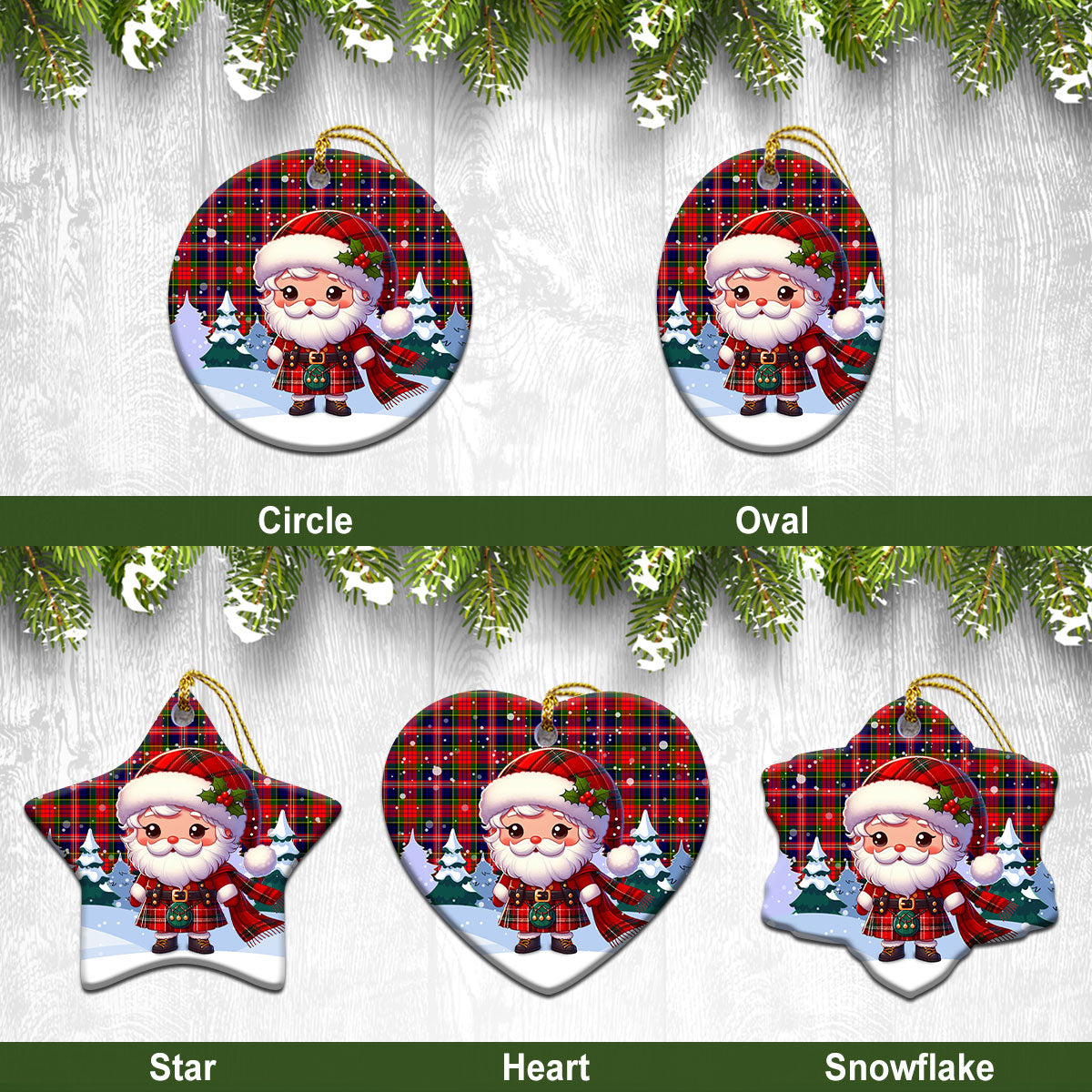 MacPherson Modern Tartan Christmas Ceramic Ornament - Santa Claus In Kilt Style