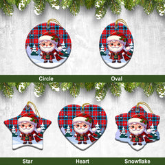 MacTavish Modern Tartan Christmas Ceramic Ornament - Santa Claus In Kilt Style