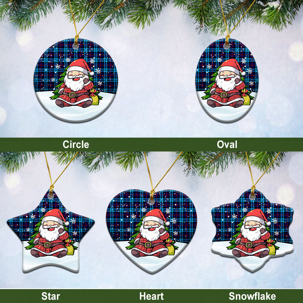 McCorquodale Tartan Christmas Ceramic Ornament - Scottish Santa Style