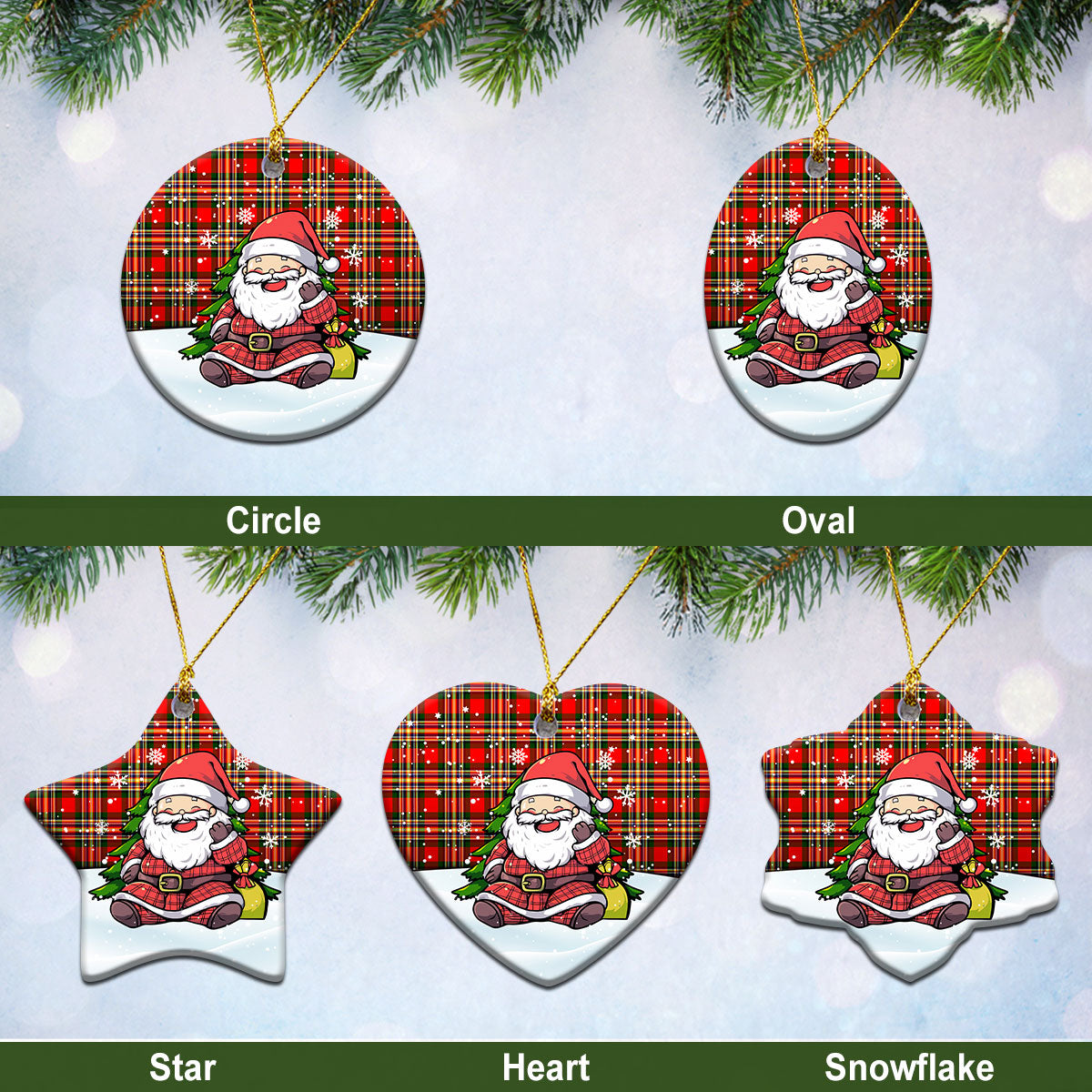 McGill Modern Tartan Christmas Ceramic Ornament - Scottish Santa Style