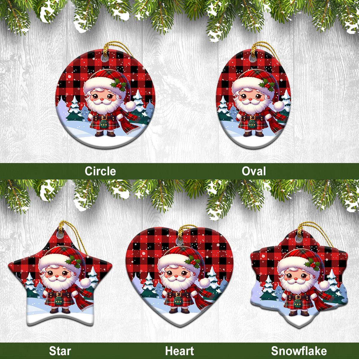 McGregor Rob Roy Modern Tartan Christmas Ceramic Ornament - Santa Claus In Kilt Style