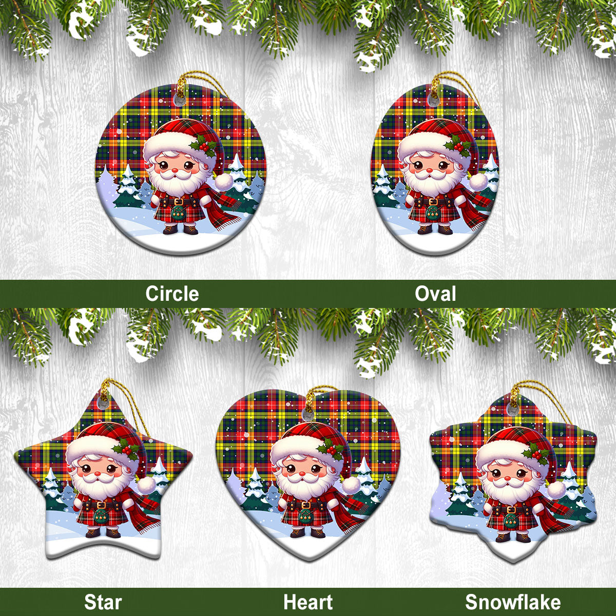 McIndoe Tartan Christmas Ceramic Ornament - Santa Claus In Kilt Style