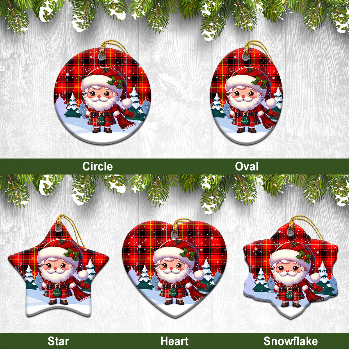 McIvor Tartan Christmas Ceramic Ornament - Santa Claus In Kilt Style