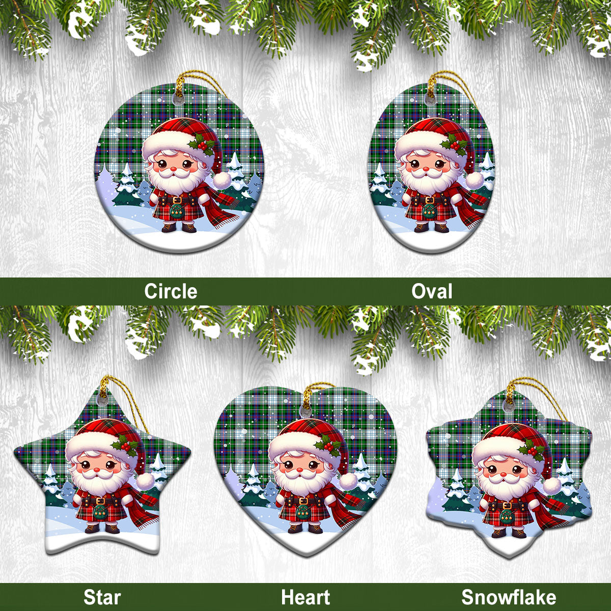 McKenzie Dress Modern Tartan Christmas Ceramic Ornament - Santa Claus In Kilt Style