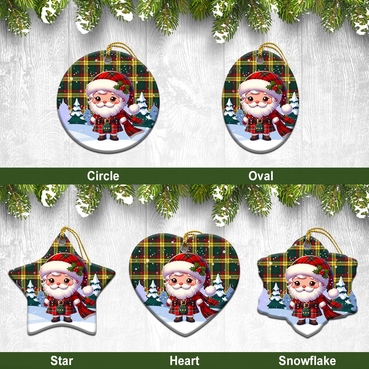 McMillan Old Modern Tartan Christmas Ceramic Ornament - Santa Claus In Kilt Style