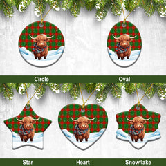 Middleton Modern Tartan Christmas Ceramic Ornament - Highland Cows Snow Style