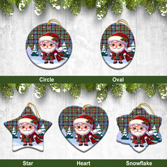 Norvel (or Norvill) Tartan Christmas Ceramic Ornament - Santa Claus In Kilt Style