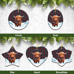 Ritchie Tartan Christmas Ceramic Ornament - Highland Cows Snow Style