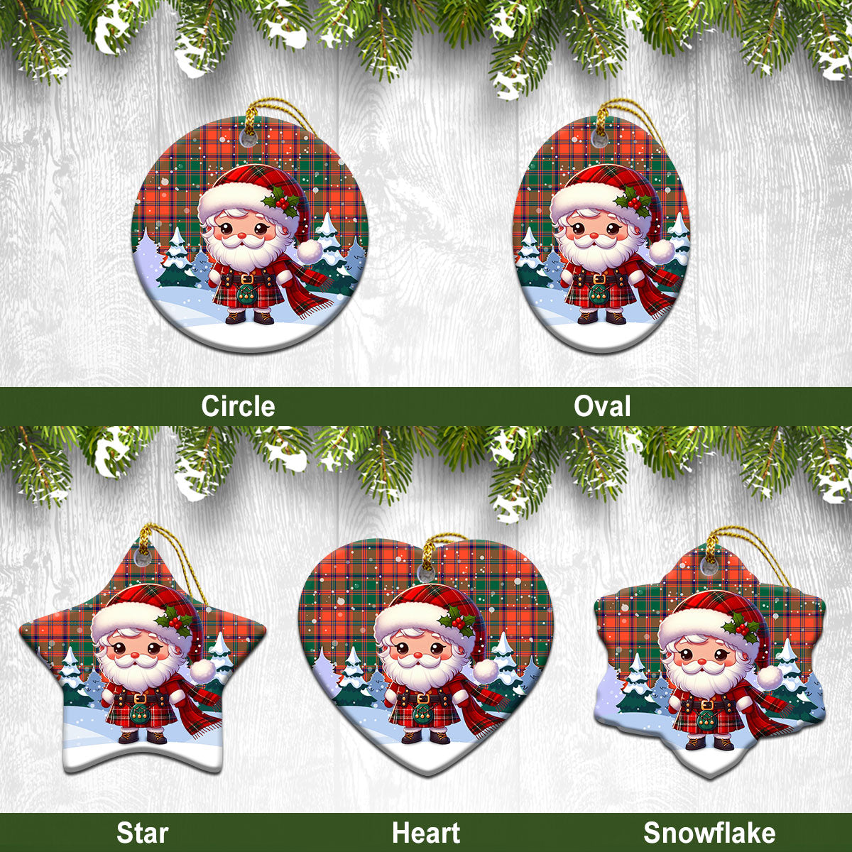 Stewart of Appin Ancient Tartan Christmas Ceramic Ornament - Santa Claus In Kilt Style