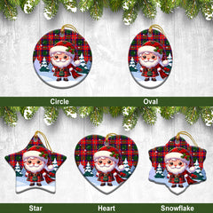 Wauchope (or Waugh) Tartan Christmas Ceramic Ornament - Santa Claus In Kilt Style