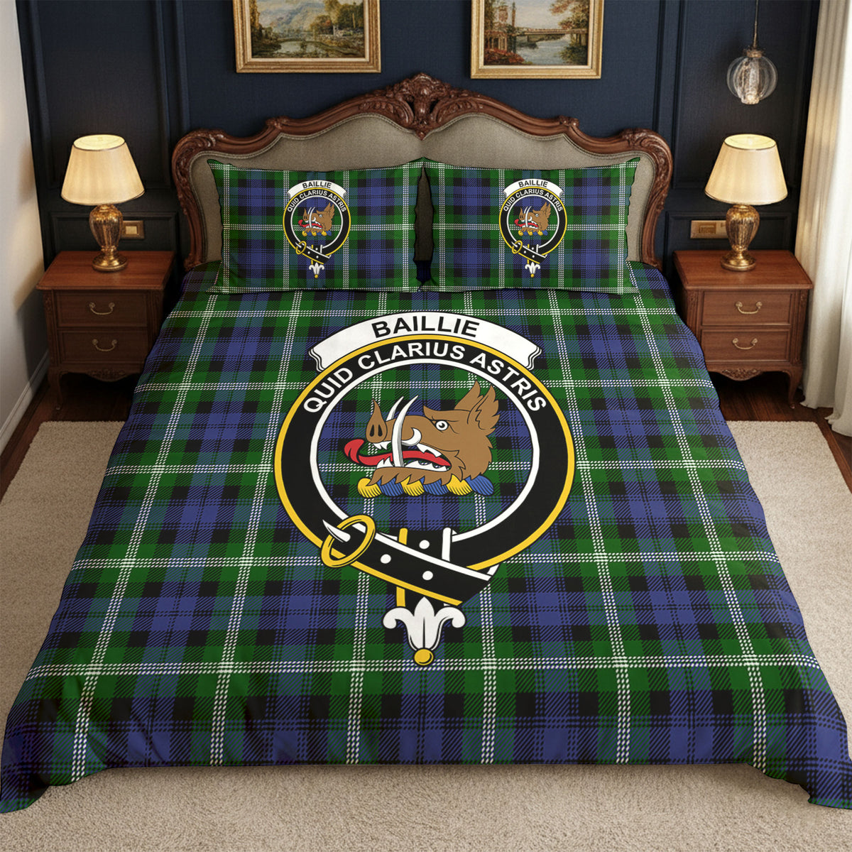 Baillie Modern Tartan Crest Bedding Set